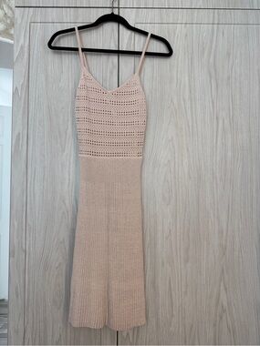 bebe Blush Knit Crochet-Top Midi Dress